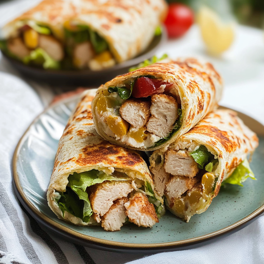 Recipe preparation for Chicken Caesar Wrap