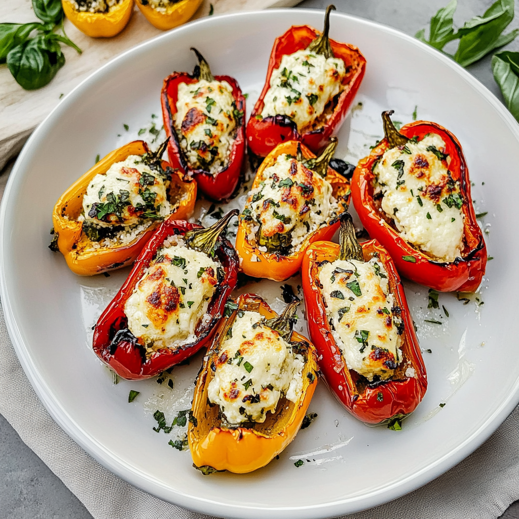 Recipe preparation for goat cheese stuffed mini peppers
