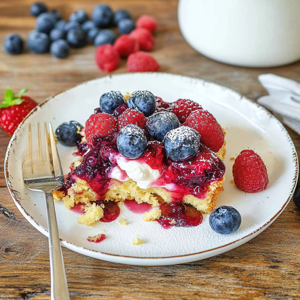 Recipe preparation for Mixed Berry Dump Cake