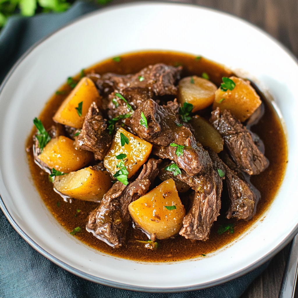 Recipe preparation for Slow Cooker Honey-Garlic Beef with Baby Potatoes
