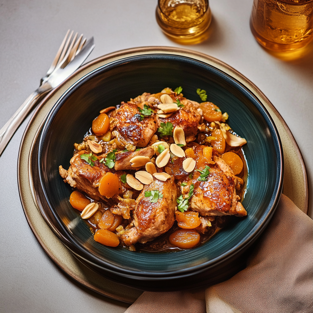 Recipe preparation for Instant Pot Moroccan Chicken with Apricots & Almonds
