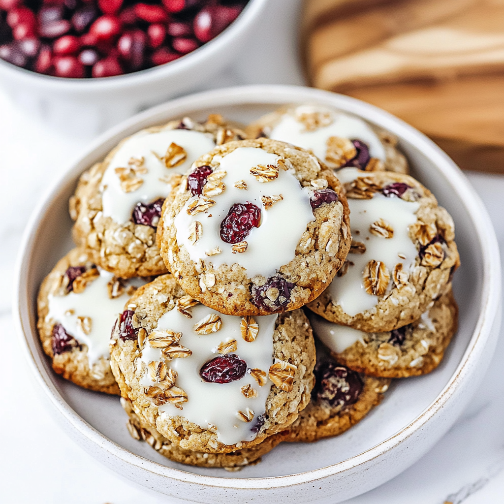 Recipe preparation for White Chocolate Cranberry Oat Cookies