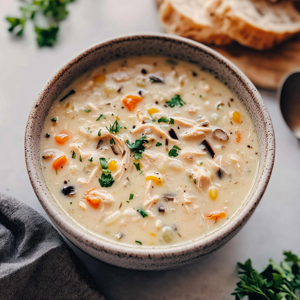 Recipe preparation for Slow Cooker Creamy Chicken Wild Rice Soup