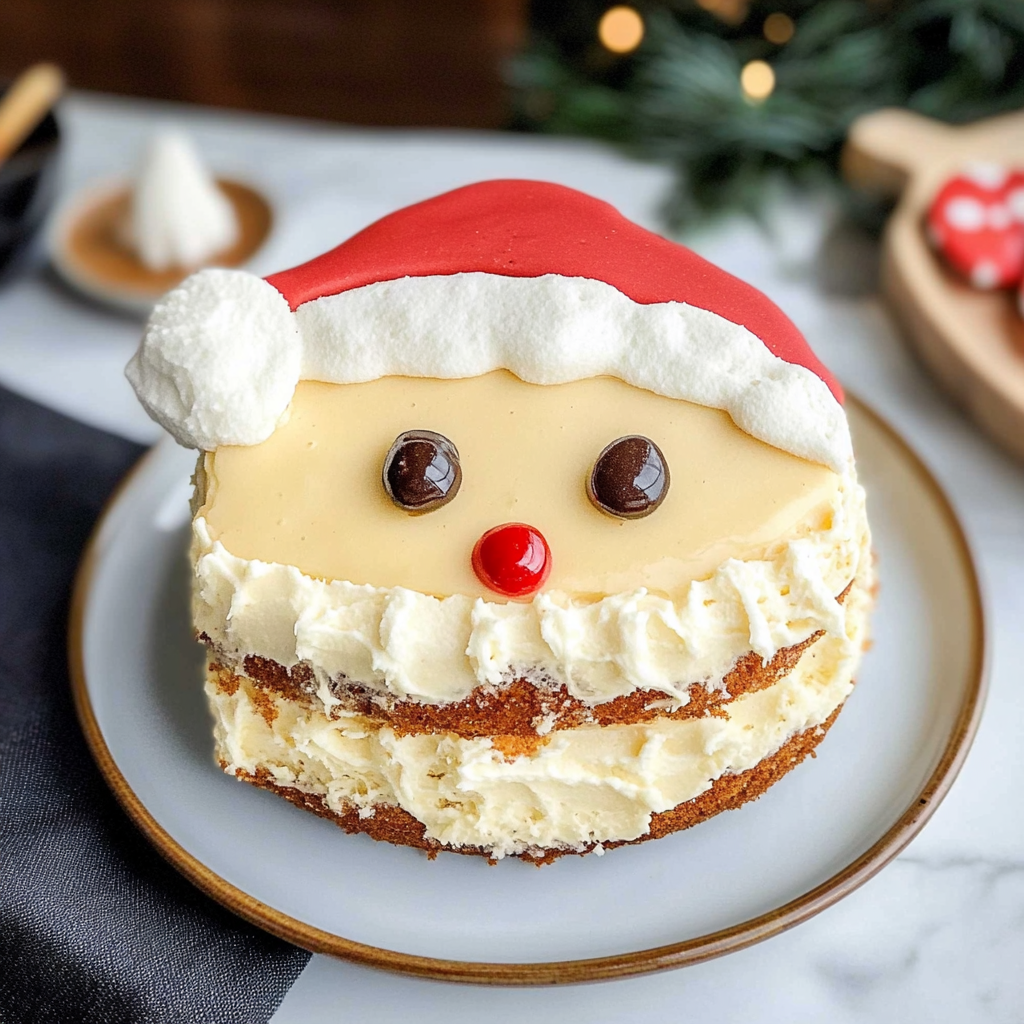 Recipe preparation for Buttercream Santa Cake