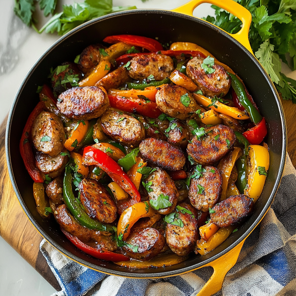 Recipe preparation for 30 minute sausage and peppers