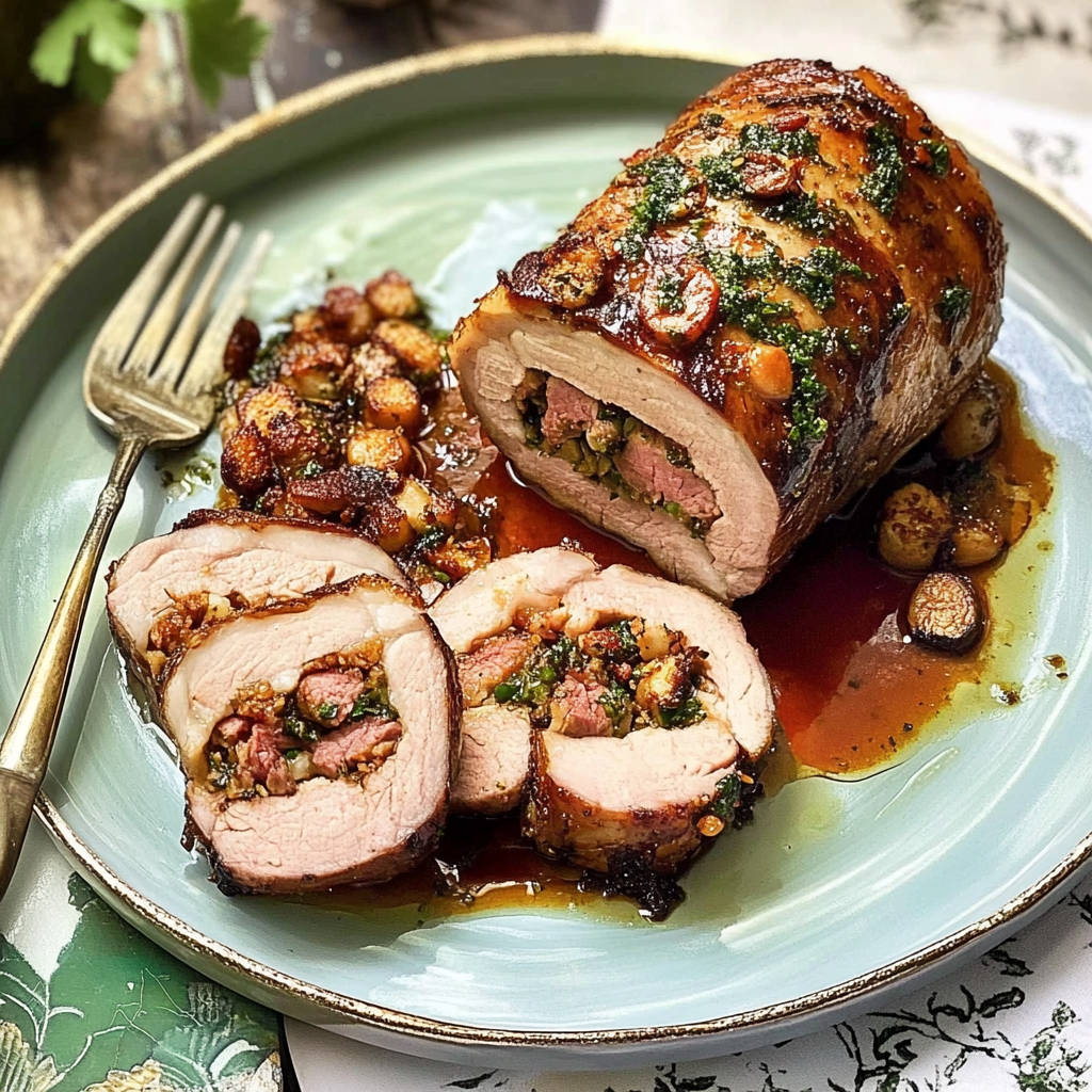 Recipe preparation for Stuffed Pork Tenderloin