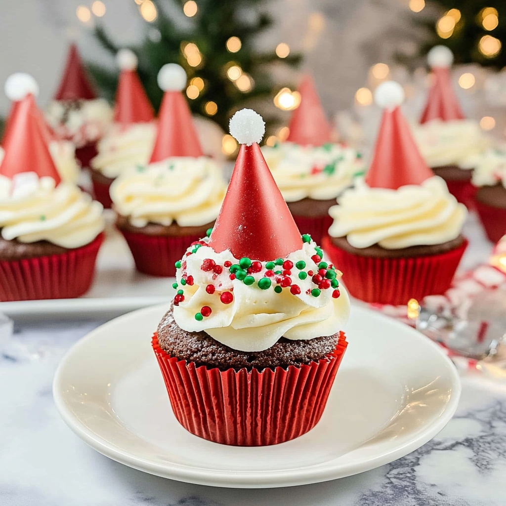 Recipe preparation for Festive Santa Hat & Bauble Cupcakes