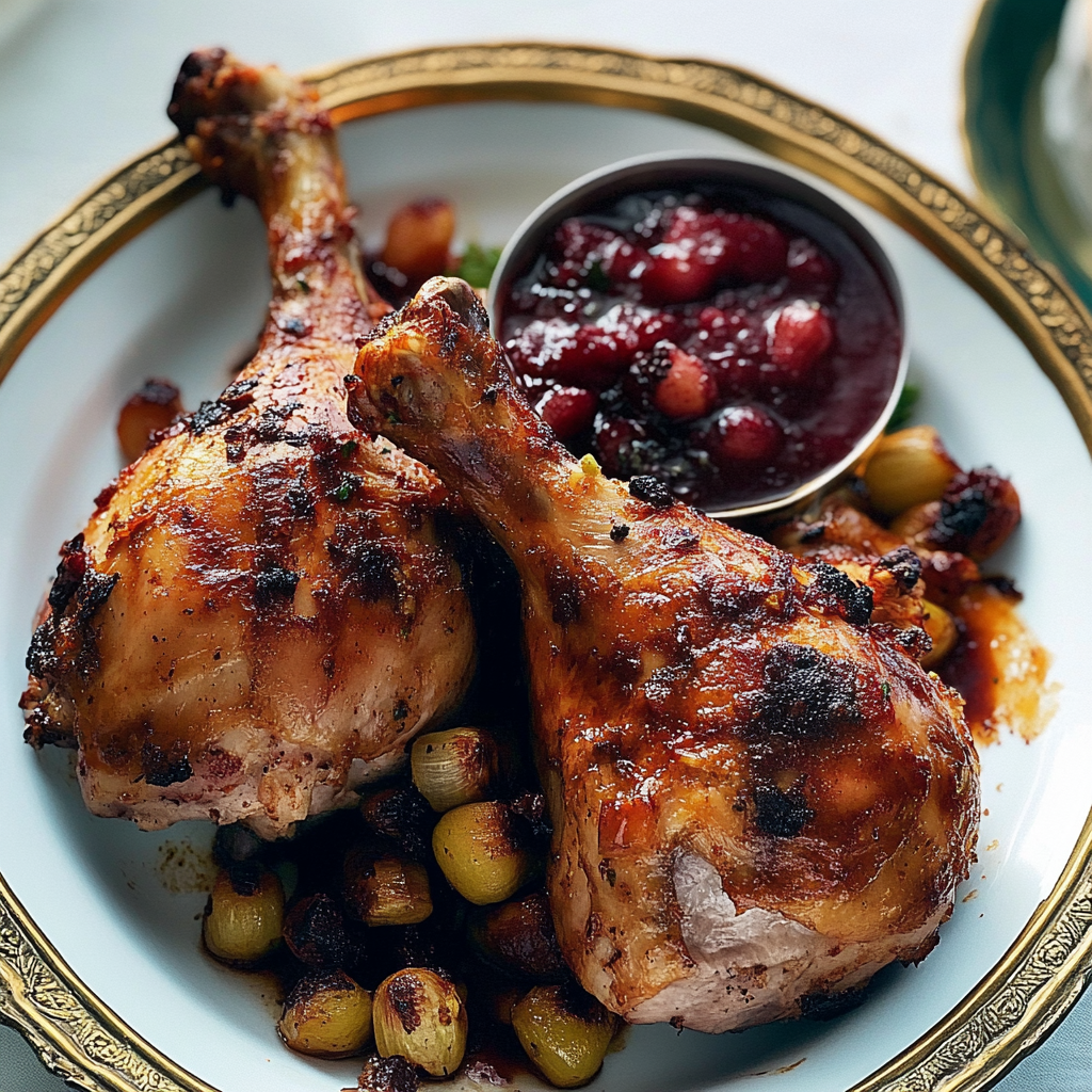 Recipe preparation for Crockpot Cranberry Glazed Turkey Legs