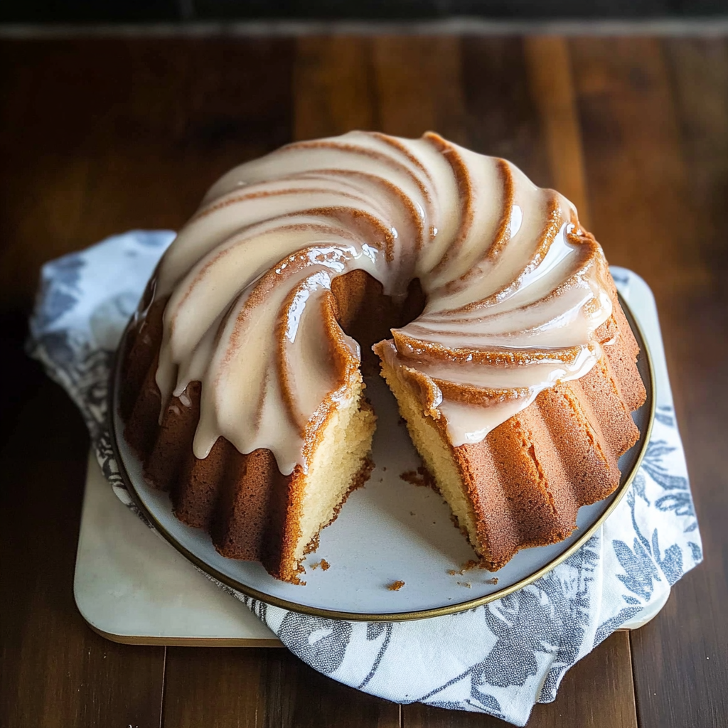 Recipe preparation for Eggnog Bundt Cake with Rum Glaze