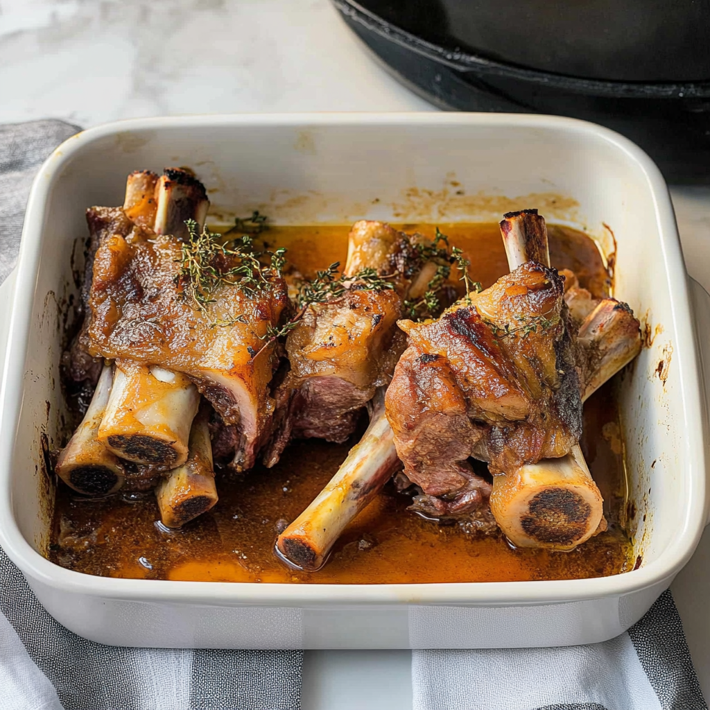 Recipe preparation for roasted lamb shanks