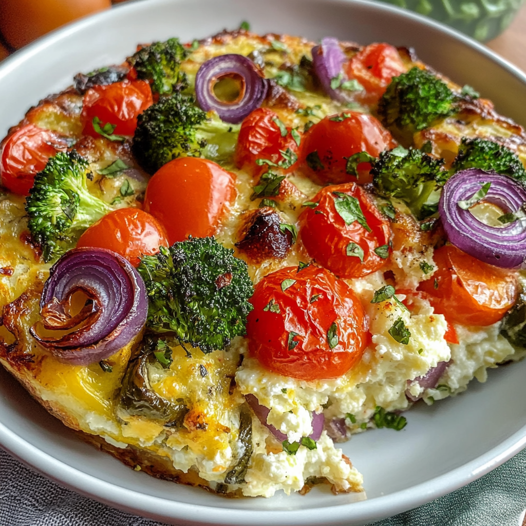 Recipe preparation for High-Protein Veggie Bake with Cottage Cheese