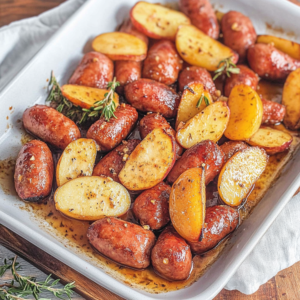 Recipe preparation for Sheet Pan Maple Pecan Chicken Sausage with Roasted Apples