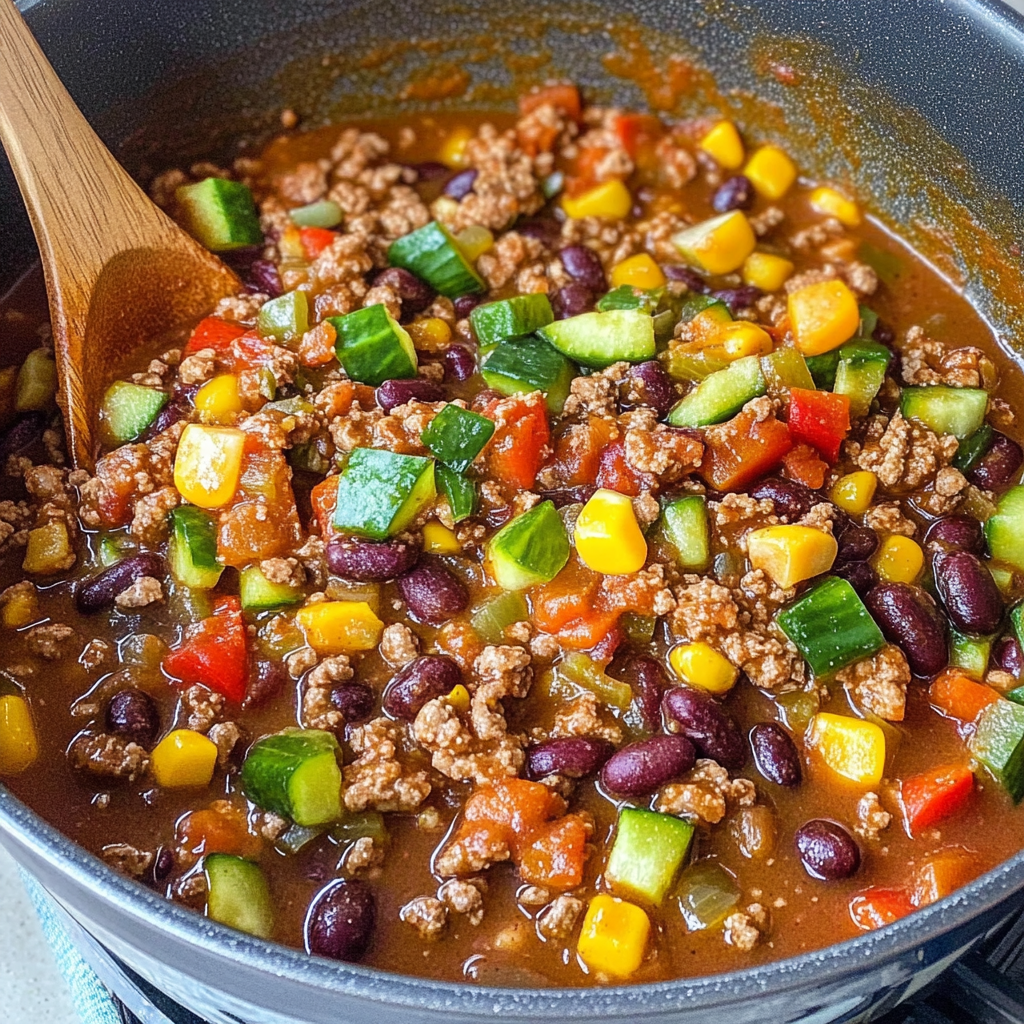 Recipe preparation for Healthy Turkey Chili with Beans and Veggies
