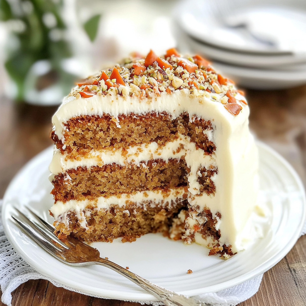 Recipe preparation for Carrot Cake with Thick Cream Cheese Frosting