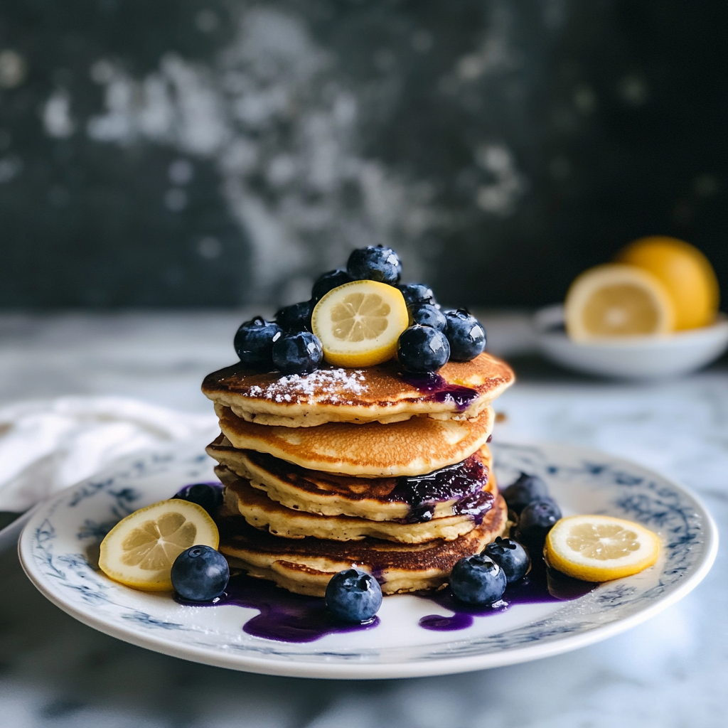Recipe preparation for Blueberry Lemon Ricotta Pancakes