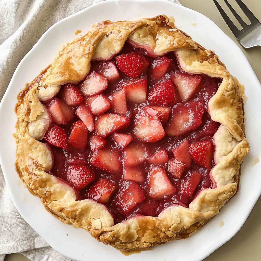 Recipe preparation for Strawberry Rhubarb Galette