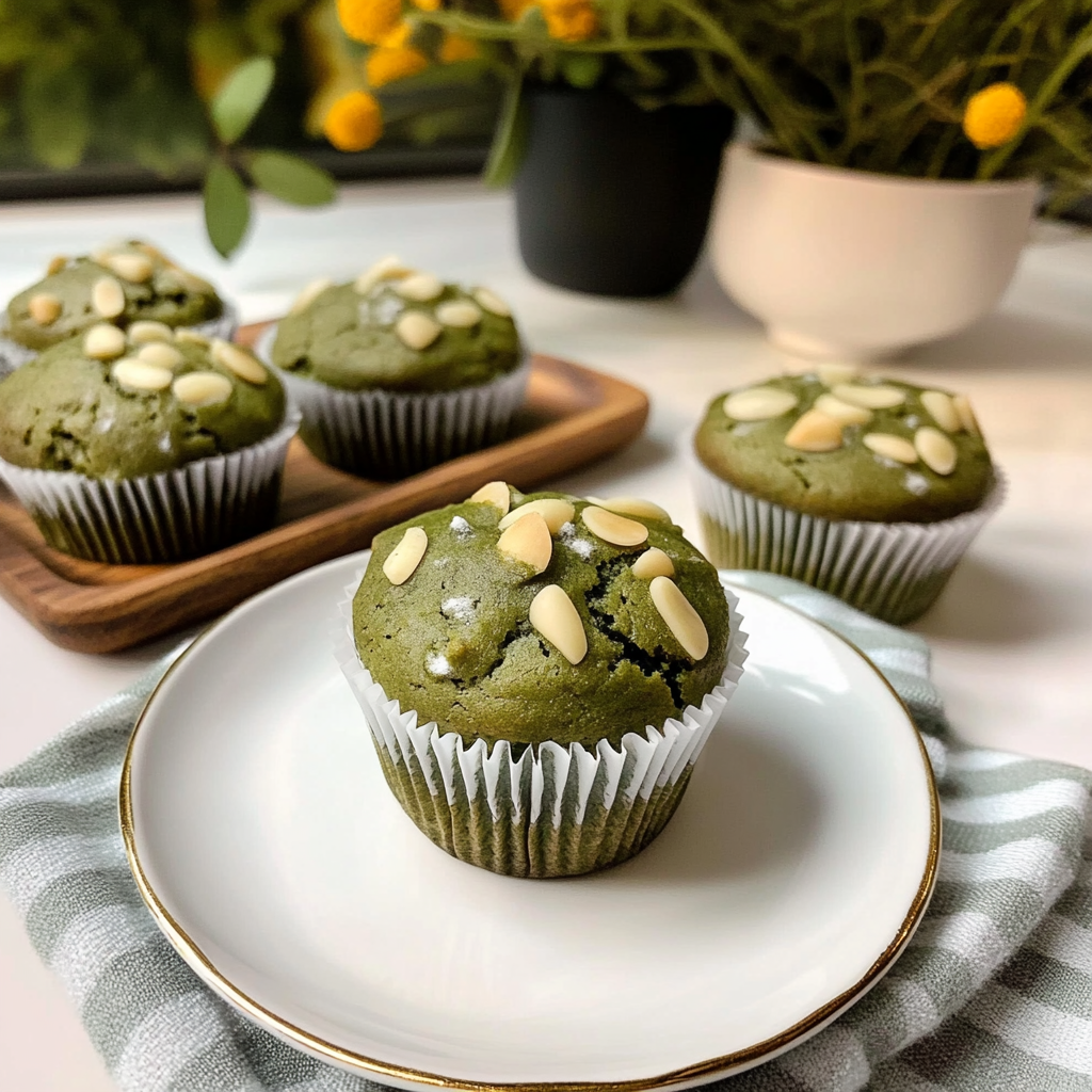 Recipe preparation for Matcha White Chocolate Muffins