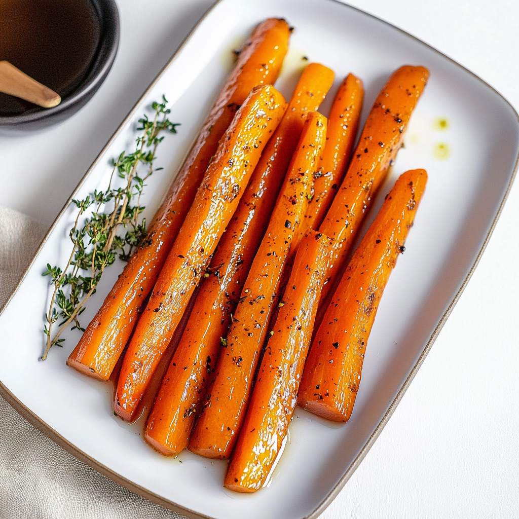 Recipe preparation for Honey Glazed Carrots with Fresh Thyme