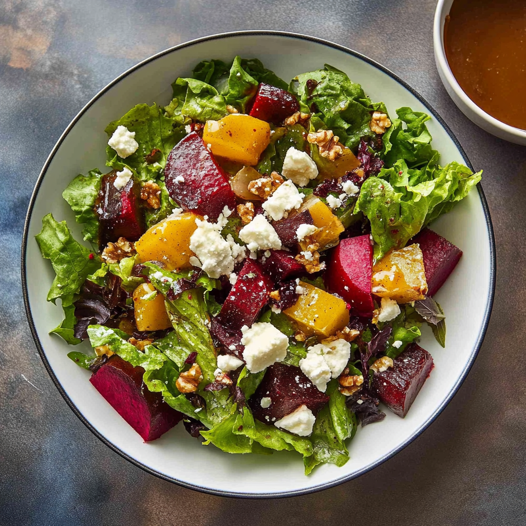 Recipe preparation for Roasted Beet and Goat Cheese Salad