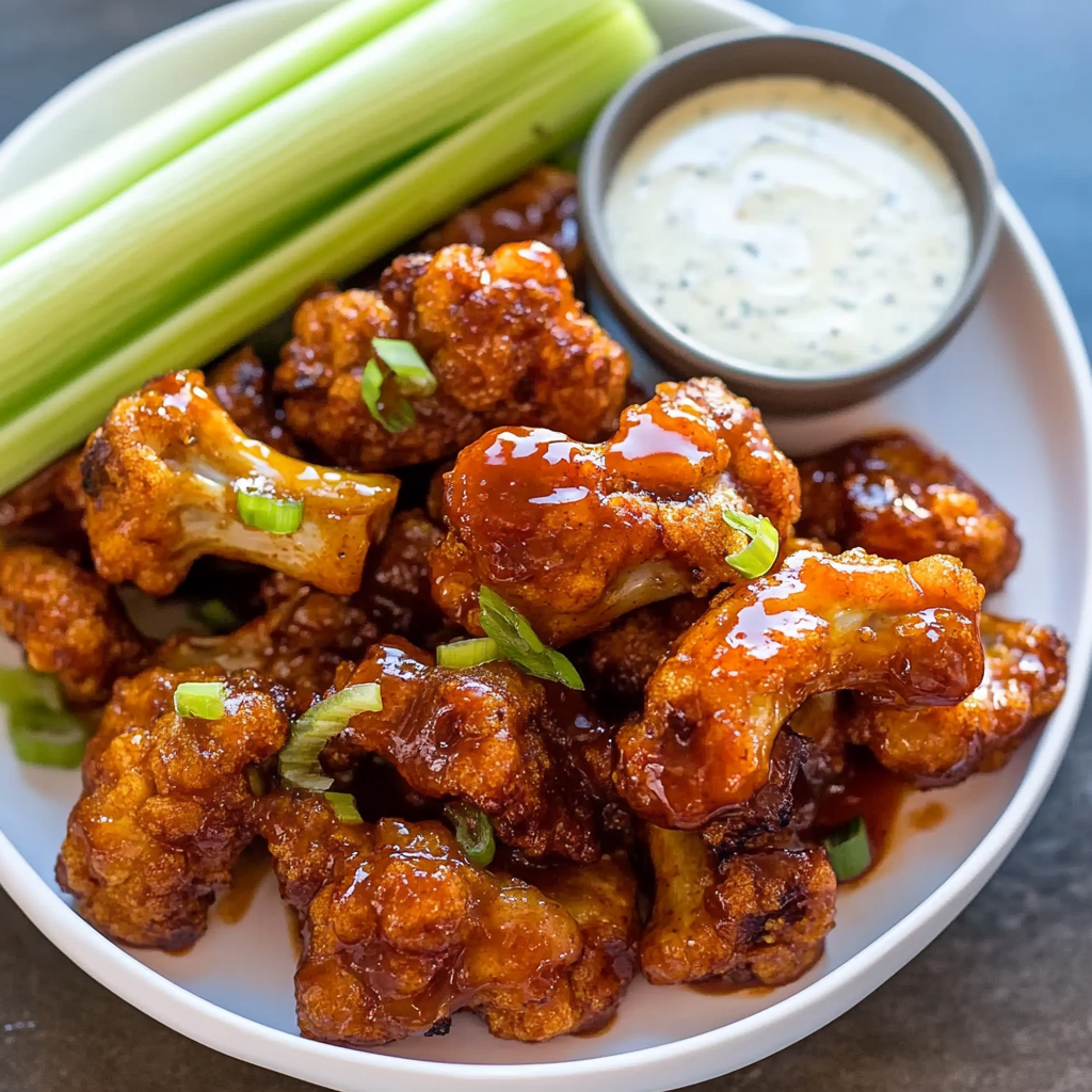 Recipe preparation for Honey Garlic Cauliflower Wings