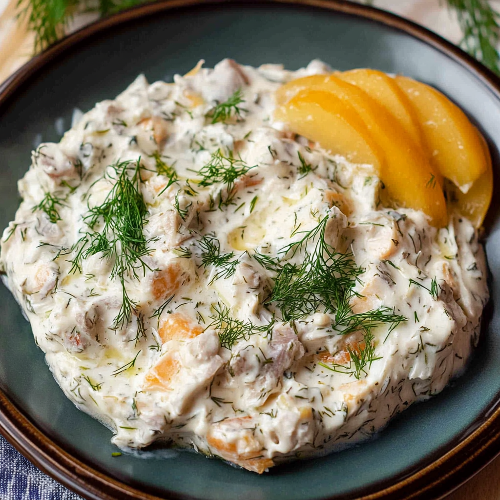 Recipe preparation for Smoked Trout Dip with Fresh Dill