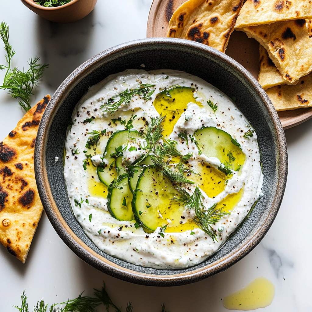 Recipe preparation for Garlic Yogurt Tahini Dip