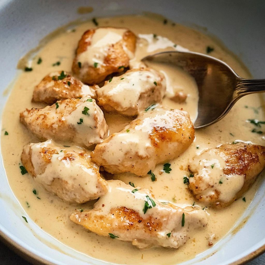 Recipe preparation for Creamy Garlic Chicken