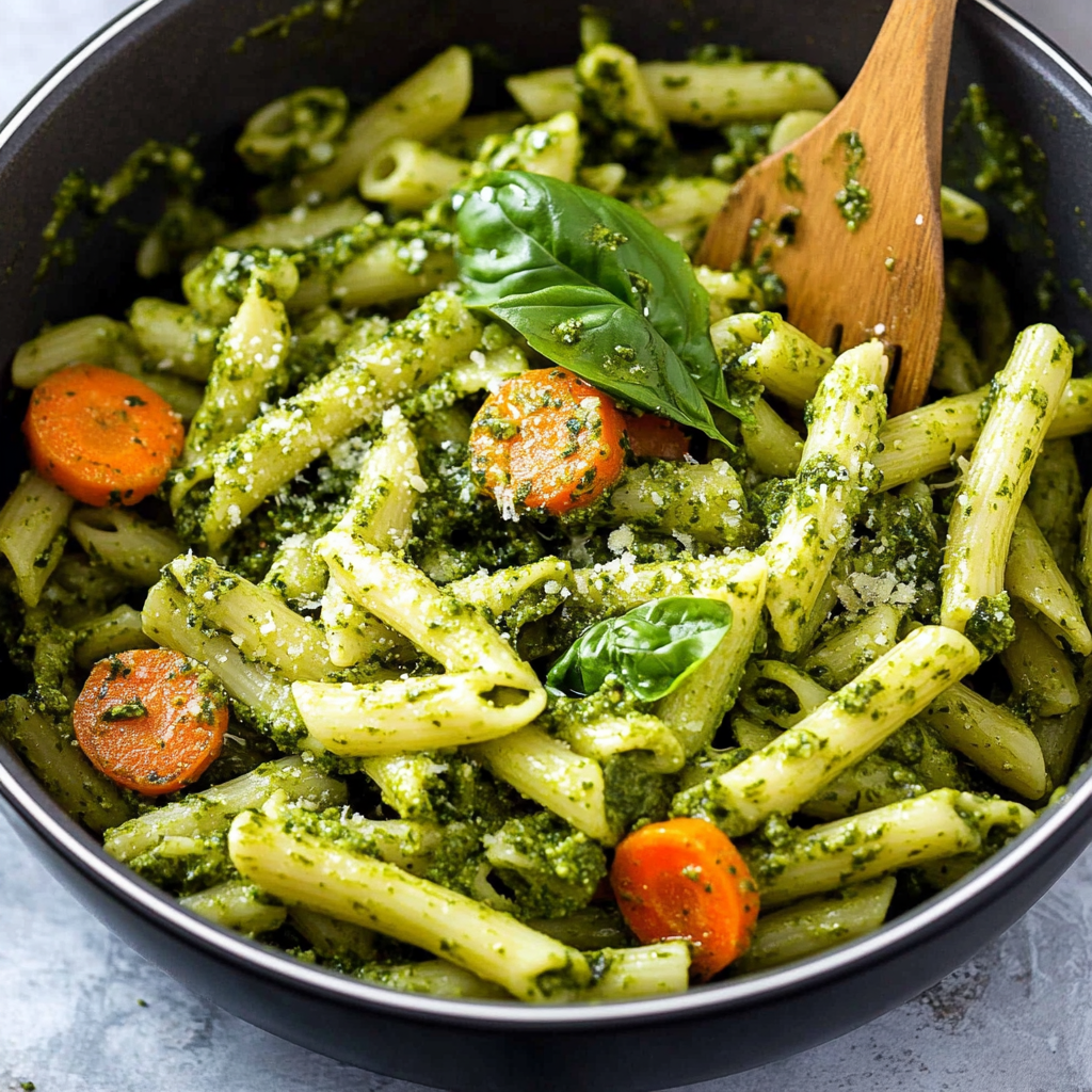 Recipe preparation for Pesto Pasta Primavera