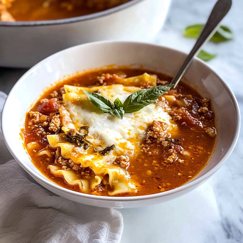 Recipe preparation for Lasagna Soup