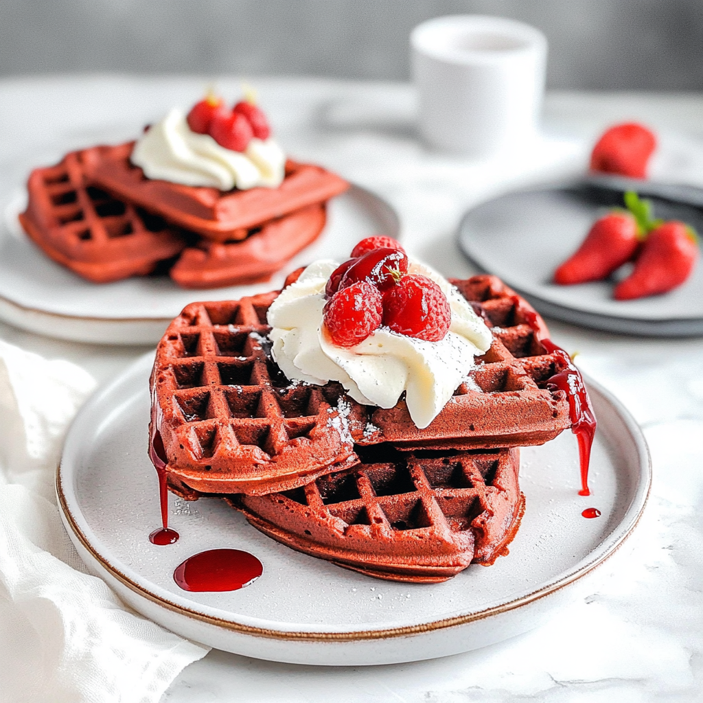 Recipe preparation for Red Velvet Protein Waffles