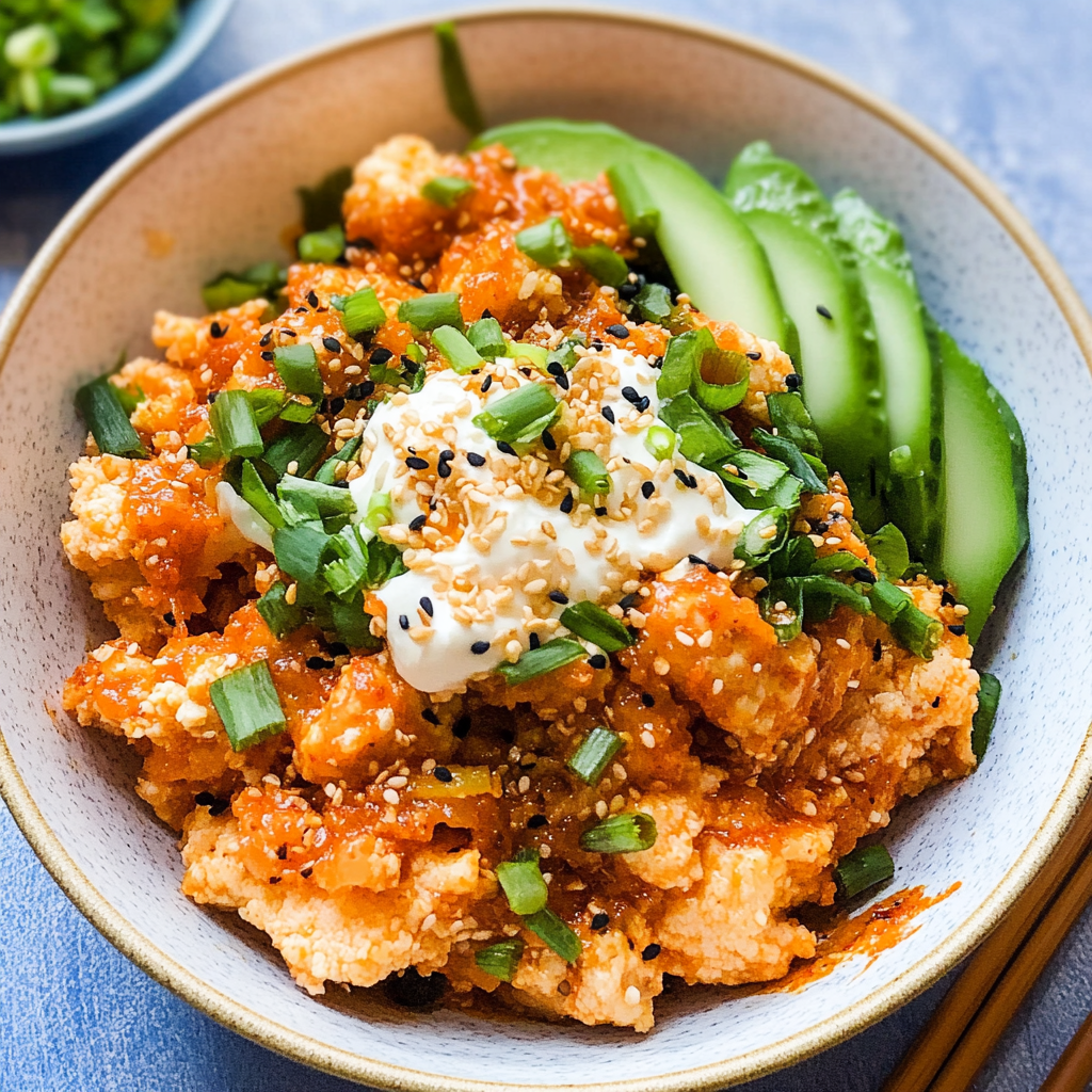 Recipe preparation for Kimchi Cauliflower Rice