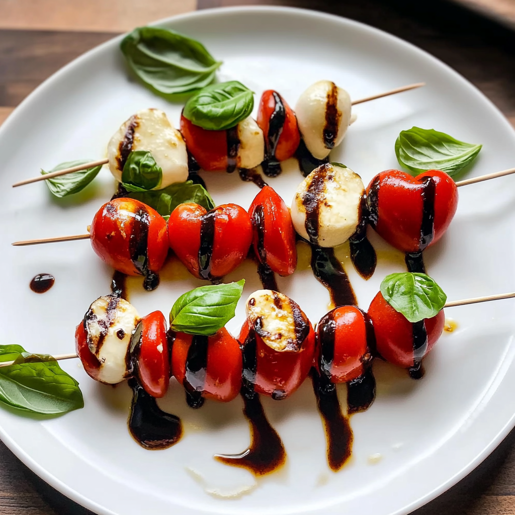Recipe preparation for Heart-Shaped Caprese Skewers