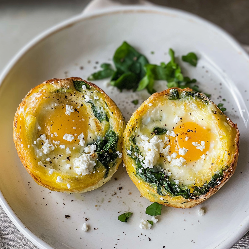Recipe preparation for Spinach and Feta Egg Protein Muffins