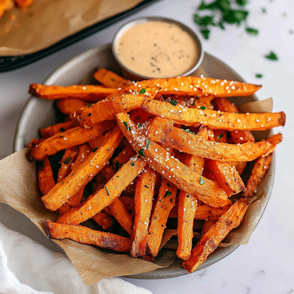 Recipe preparation for Baked Sweet Potato Fries Recipe