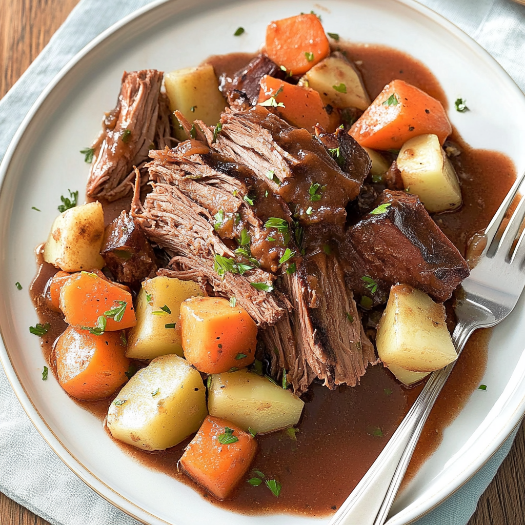 Recipe preparation for Southern-Style Pot Roast with Root Vegetables