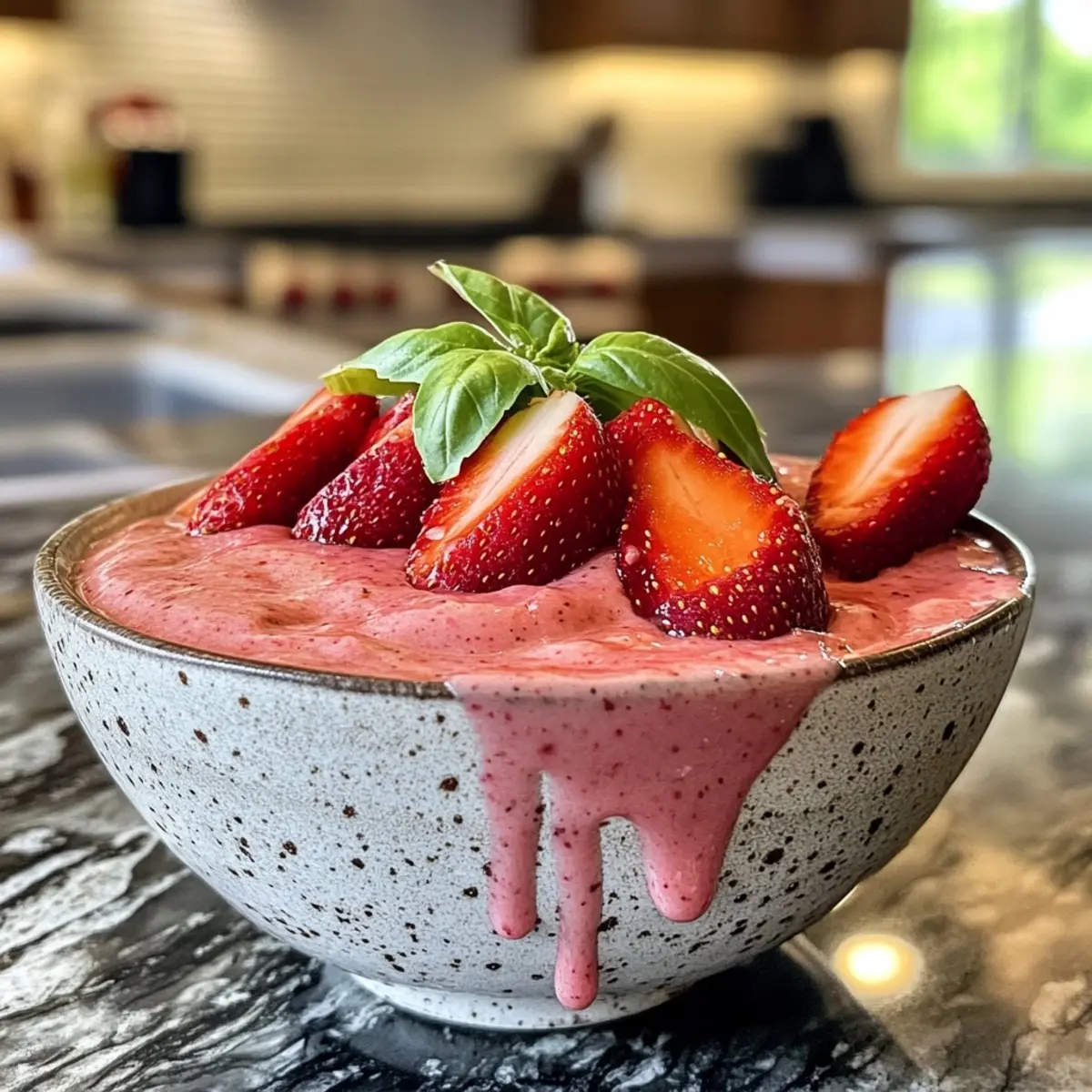 Strawberry Basil Smoothie Bowl
