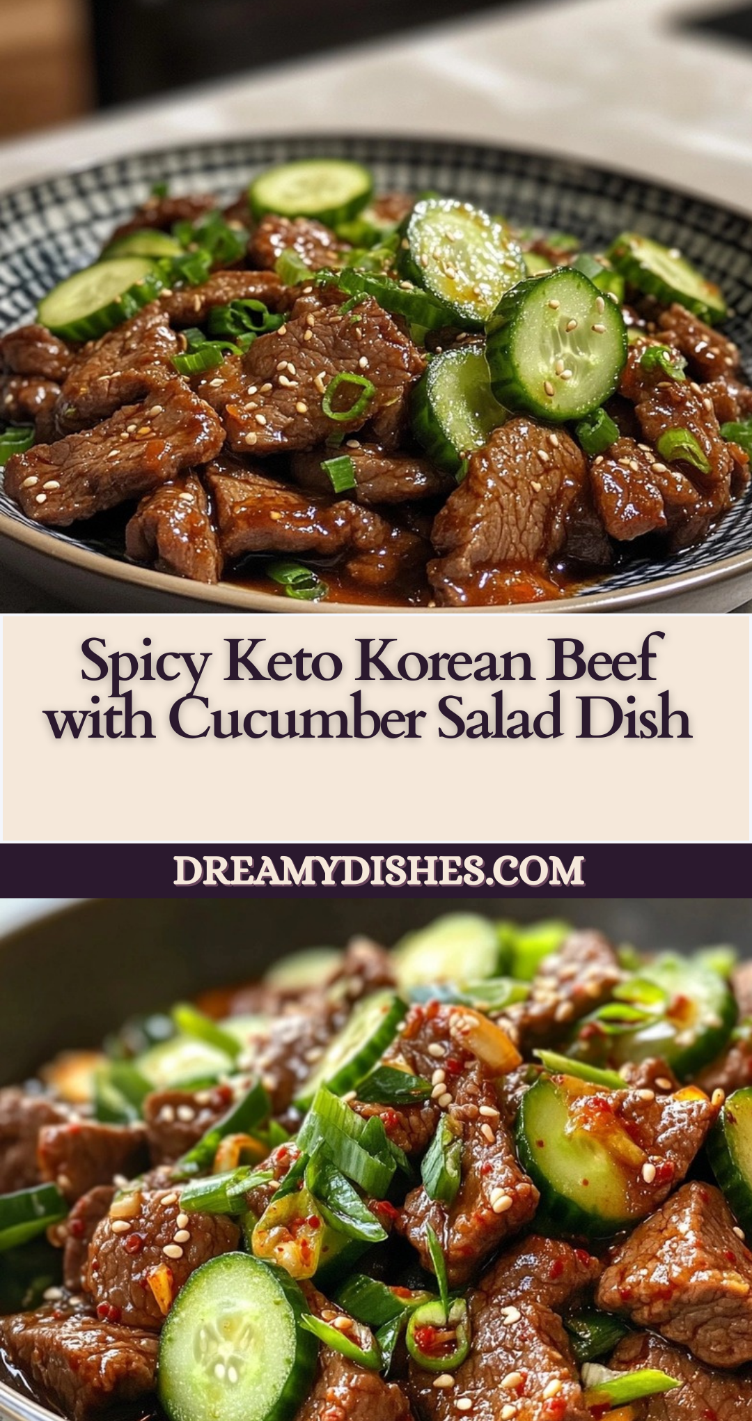 Spicy Keto Korean Beef with Cucumber Salad Dish