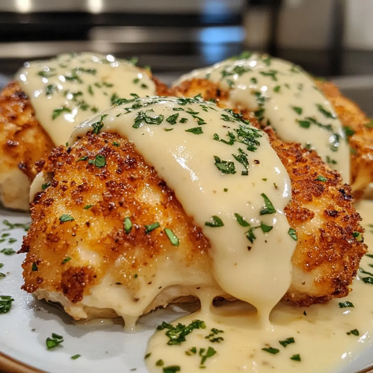 Decadent Chicken Pillows with Garlic Parmesan Sauce
