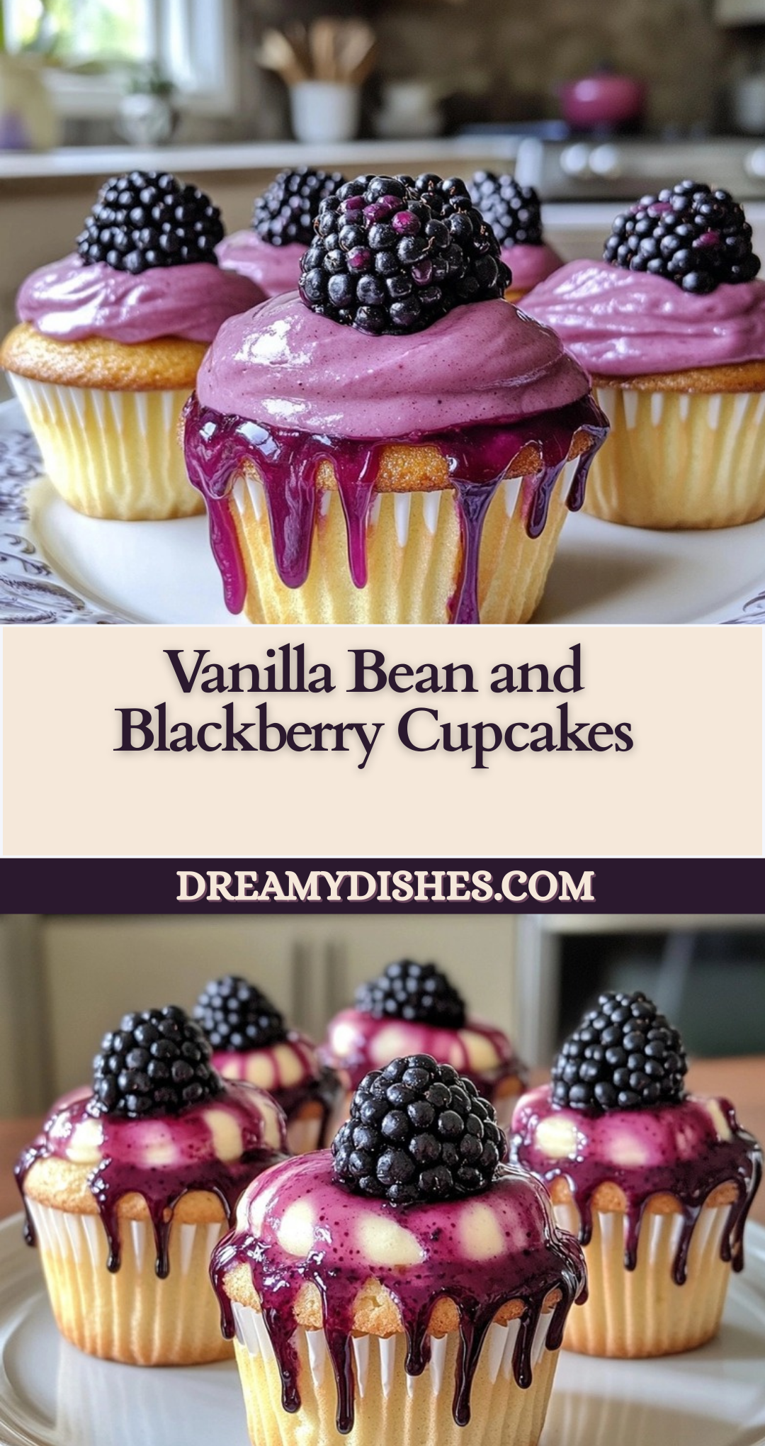 Vanilla Bean and Blackberry Cupcakes