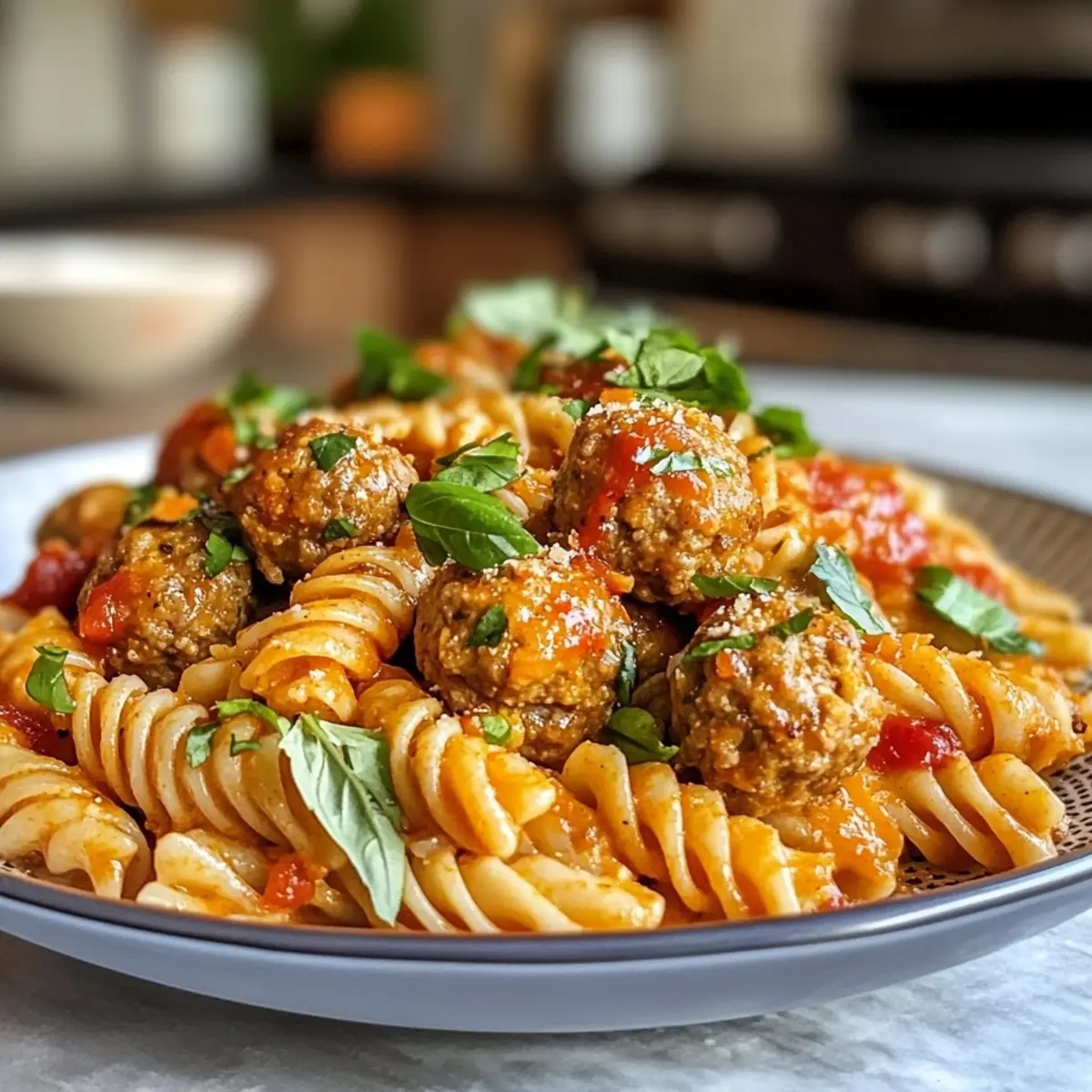 Spicy Turkey Meatball Pasta