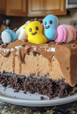 Oreo Dirt Chocolate Cheesecake with Peeps