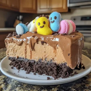 Oreo Dirt Chocolate Cheesecake with Peeps