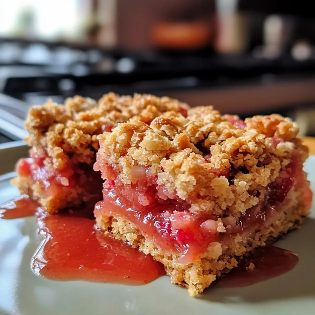 Strawberry Rhubarb Crumble bars