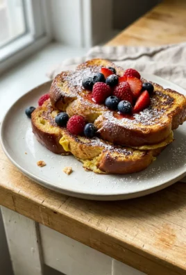 Challah french toast cooking in a black skillet, being flipped with a spatula.