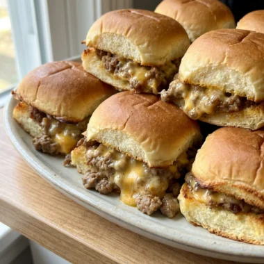 A hand holding a single hanky panky slider made with a pretzel bun.
